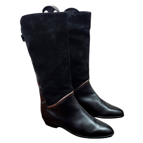 La Vallee Vintage Boots Size 11 Black Leather Pull On New Condition - Picture 4 of 16